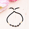 Black agate and hematite cut glitter drawstring bracelet