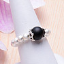 Agate black bead ring elastic