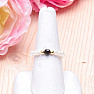 Agate black elastic ring with mother of pearl