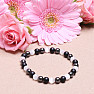 Hematite fashion bracelet with black agate and white ulexite