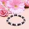 Hematite fashion bracelet with black agate and pink ulexite