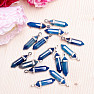 Agate blue crystal pendant double sided silver color