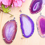 Agate pendant polished purple slice