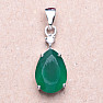 Silver pendant in the shape of a drop with green agate and zircon Ag 925 015649 GA