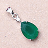 Silver pendant in the shape of a drop with green agate and zircon Ag 925 015649 GA