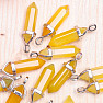 Agate yellow pendant crystal double sided silver color