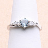 Silver ring with cut aquamarine and zircons Ag 925 011580 AQ