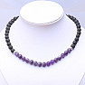 Lava stone necklace with satin amethyst