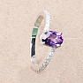 Silver ring with African amethyst and zircons Ag 925 017195 AFAM