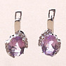 Silver earrings with cut Brazilian amethysts and zircons Ag 925 010645 BRAME