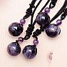 Amethyst pendant ball nylon string adjustable length