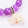 Amethyst beaded bracelet with elephant