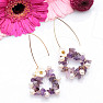 Amethyst fashion circular earrings with pearls stainless steel