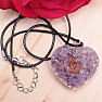 Orgonite heart pendant with amethyst