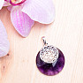 Amethyst circle pendant with Flower of Life