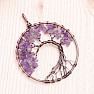 Amethyst pendant Tree of life copper color