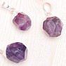 Amethyst cut pendant shape drop silver color