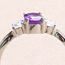 Silver ring with African amethyst and large zircons Ag 925 012108 AFAM