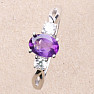 Silver ring with African amethyst and large zircons Ag 925 012108 AFAM