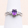 Silver ring with African amethyst and large zircons Ag 925 012108 AFAM