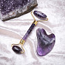 Amethyst Heart Shape Massage Roller and Gua Sha Gift Set