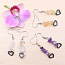 Crystal earrings stainless steel with stones and hearts