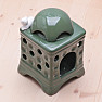 Aroma ceramic lamp Tiled stove with green cat