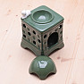 Aroma ceramic lamp Tiled stove with green cat