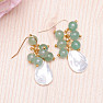 Aventurine fashion bead earrings with mother of pearl