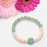 Aventurine green with rose, glass beads and shellfish bracelet RB Design 144