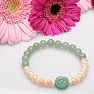 Aventurine green with rose, glass beads and shellfish bracelet RB Design 144