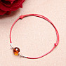 Fashion bracelet red cord with amber bead and Ag 925 silver