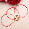 Fashion bracelet red cord with amber bead and Ag 925 silver