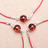 Fashion bracelet red cord with amber bead and Ag 925 silver