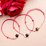 Fashion bracelet red string with green amber bead and silver Ag 925