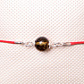 Fashion bracelet red string with green amber bead and silver Ag 925