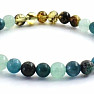 Green amber bracelet with apatite, aventurine and turquoise