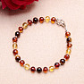 Polished amber bracelet with citrine and tiger eye Ag 925