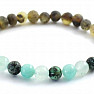 Bracelet made of green raw amber with apatite, aventurine and turquoise