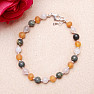 Satin amber bracelet with moonstone Ag 925