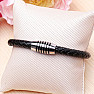 Men's black leather bracelet with a stainless steel clasp