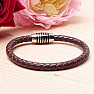 Men's light brown leather bracelet with a stainless steel clasp