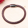 Men's light brown leather bracelet with a stainless steel clasp