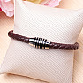 Men's light brown leather bracelet with a stainless steel clasp