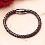 Men's dark brown leather bracelet with a stainless steel clasp