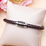 Men's dark brown leather bracelet with a stainless steel clasp