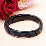 Men's black and blue leather bracelet with a black clasp