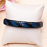 Men's black and blue leather bracelet with a black clasp