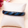 Men's black-blue leather bracelet with a silver-colored clasp