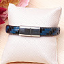 Men's black-blue leather bracelet with a silver-colored clasp